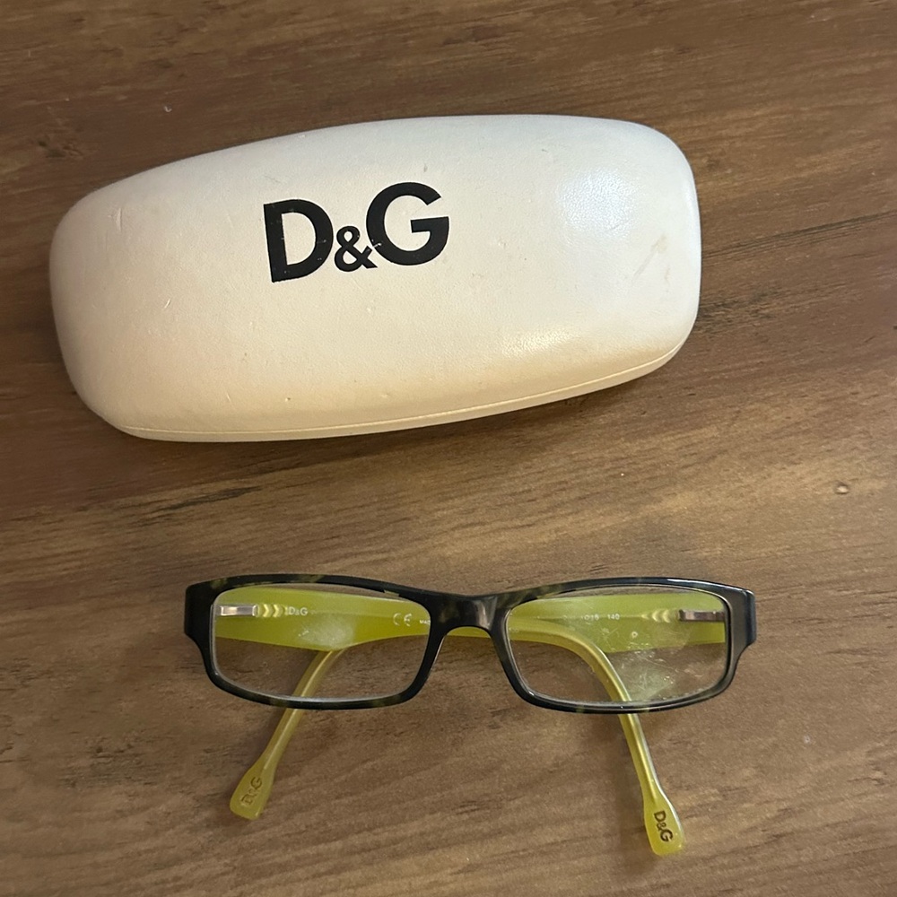 D&G Black & Green Frame Glasses & Case